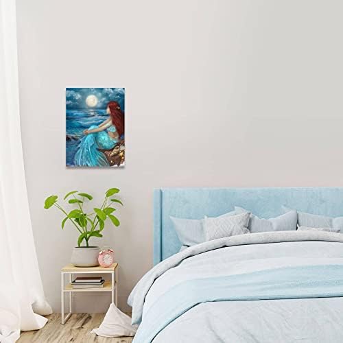 Decorações de parede de menina decoração de quarto de parede do oceano azul para mulheres pinturas de parede de parede de lua tampas