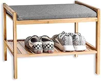 Marca Registral Innovations Bamboo Wood Shoe Storage Bench, natural