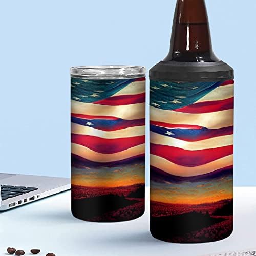 Flag de bandeira americana exclusiva Slim Lata mais refrigerada - Floresta mais fria - Melhor design Slim CAN mais frio