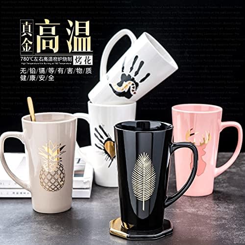 Dodouna Creative Nordic Ceramic Water Cup de grande capacidade Concera de caneca masculina com tampa de colher Casa personalizada Caso de casal 500 ml