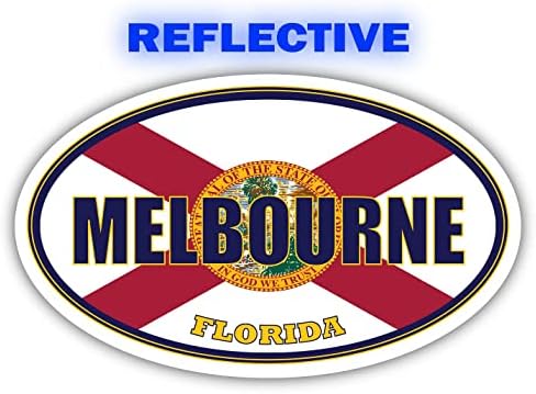 Melbourne City Florida State Flag | FL Flag Brevard County Oval Coloras de adesivo refletivo Decalque de carro de 3x5