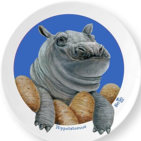 Placa de hipopótamo de 10 para crianças. Conheça Hippotatomus! Feito nos EUA, sem BPA, resistente à pausa, resistente a crianças