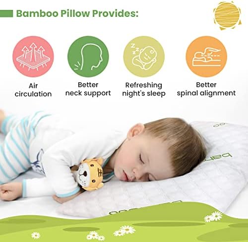 IK Sleepsia Bamboo travesseiro de travesseiros Toddler Combo - travesseiro de espuma de memória ralada ajudável e travesseiro de criança com espuma de memória de suporte de suporte de suporte para dormir para dormir