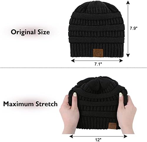 Giradas de Zando, gorro de cetim de cetim para mulheres quentes chapéus de inverno para mulheres grossas grãos de malha para o inverno