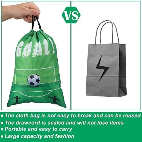 Shappy 12 PCs Party Soccer Favor Bags Sports Sports Sacos de Casa de Candros Trelas Reutilizável Bolsas de Pano Party para Party