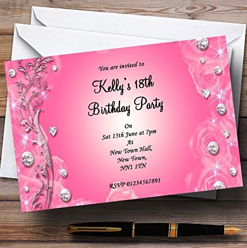 O card zoo lindamente os convites de festas personalizados de diamante rosa