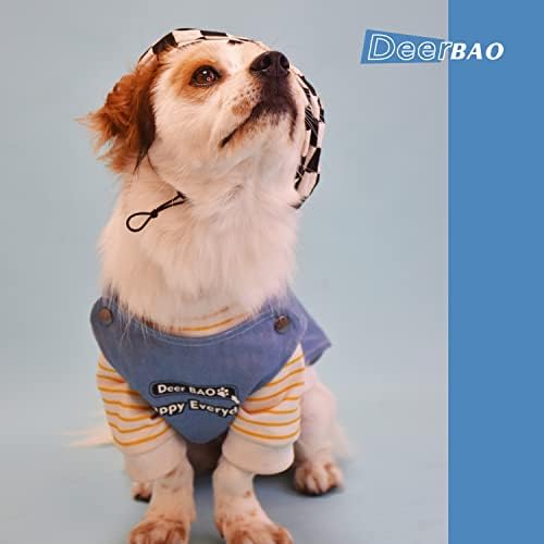 Deerbao Pet Denim Colet, camiseta de jeans lavada azul, camiseta, fofa divertida para cães e gatos para cães e gatos pequenos e médios