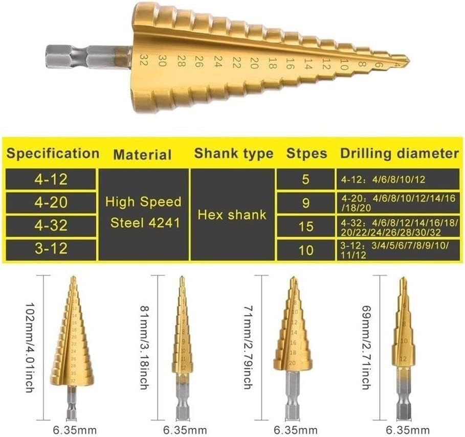 Bits de perfuração de aço Etapa de madeira Etapa Drill de alta velocidade Terrilha de carpintaria de aço 4-32 mm