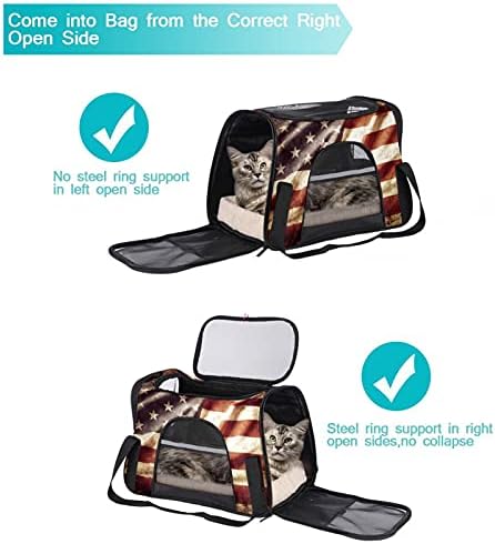 Portador de animais de estimação Grunge American USA Flag de Pet Soft-sided face Pet Travel para gatos, cães cachorros confortável portátil Pet Saco de estimação Airline aprovada