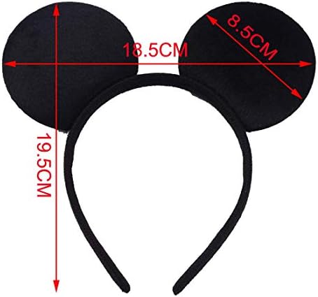 12 Pacote de traje de mouse deluxe Ears de tecido para a cabeça Polinhas brancas Polinhas de aniversário Bow Birthday Hairs