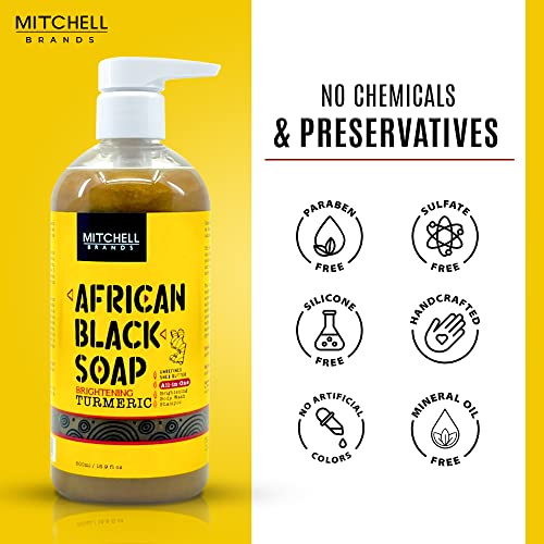 Mitchell Brands Sabão preto líquido africano com tumérico 500 ml
