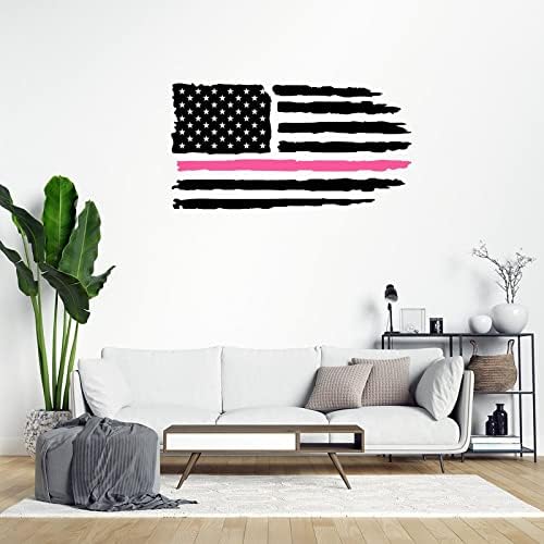 American Flag angustiado linha rosa linha de vinil decalque rosa fita rosa adesivos de parede Fighte câncer consciência
