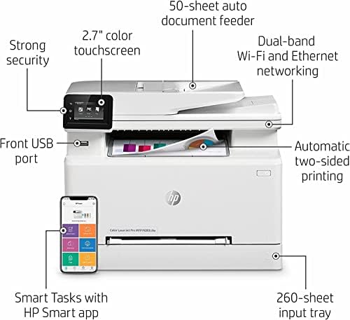 HP Color LaserJet Pro MFP M283CDW Impressora a laser sem fio all-in-one-ADF de 50 folhas, impressão duplex automática-Print Mobile