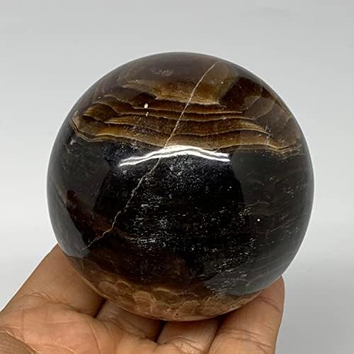 WATANGEMS 463G, 2,7 Bola de bola de calcita de chocolate 2,7 Mineral de cristal de bola, energia de reiki, pedra de cura, coleção,