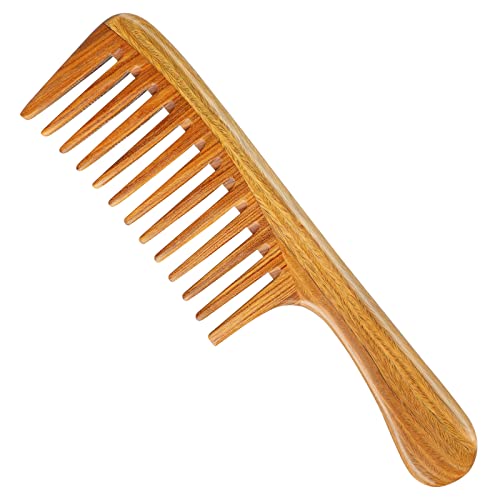OneDor Feito à mão, natural, penteados de cabelos de sândalo verde - anti -estático aroma de sândalo de arcearia natural pente de madeira