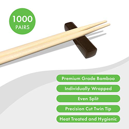 [1000 pares] pauzinhos descartáveis ​​de bambu - premium embrulhado individualmente os pauzinhos de madeira sem lisão sem lasca