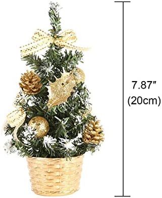 ECYC 7,87 polegadas Mini árvore de Natal Artificial, Treça de Natal em miniatura de mesa Faux Pine