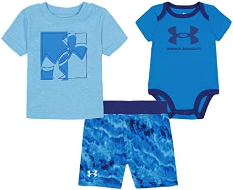 Under Armour Baby meninos Conjunto de 3 peças, roupa, camiseta gráfica e shorts, decote da tripulação