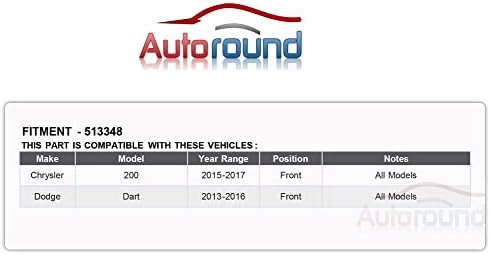 Autooround 513348 Cubo da roda dianteira e substituição do conjunto de rolamentos para 2013- Dodge Dart, 2015-2017 Chrysler