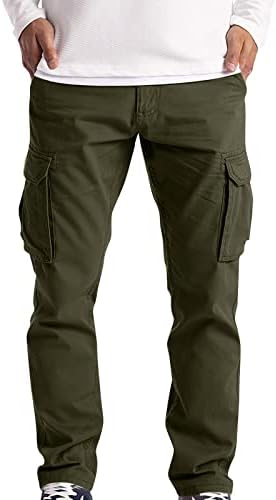 Calças de carga Jorasa para homens, calças grandes e altas de calças de vários bolsos de bolso casual calças de caminhada leve