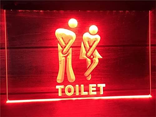 DVTEL Custom Funny Toilet Entrance LED NEON SIGN, USB BOLDOS WC NEON LUZES PARA DECORAÇÃO DE WALL LUZES NOITE, AZUL, 40X30CM