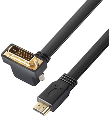 DVI para HDMI Cabo curto, conversor DVI-d de ângulo de 90 graus de 90 graus, 1080p HDMI para DVI Adapter Lead para HDTV, PC, DVD player,