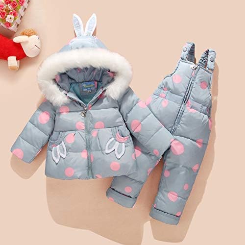 Zoerea Girls Snowsuit de inverno, roupas infantis conjuntos de pato com capuz de inverno Casaco de baixo para baixo + calça neve