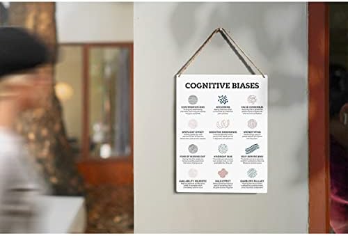 Vieses cognitivos sinais de madeira psicologia saúde mental sinais de madeira sinais rústicos pendurados em casa arte de escritório