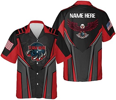 Camisas de boliche personalizadas a lasfour para homens, camisetas da equipe de boliche de águia, camisetas havaianas de boliche masculinas para homens