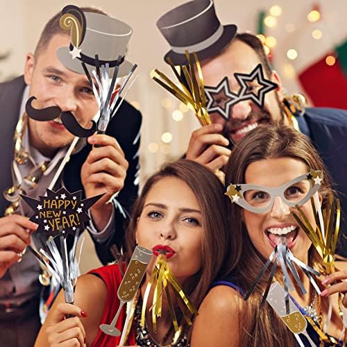 80 peças Glitter Glitter Metallic Finged Roup Makers Blowouts Musical Squawker Whistles Silver Party NoisemaMakers para o ano novo