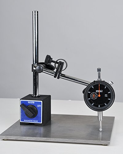 Fowler 52-215-006-1, micrômetro externo definido com faixa de medição de 0 a 6 e 52-520-199-0, base magnética e conjunto de indicadores de discagem preta