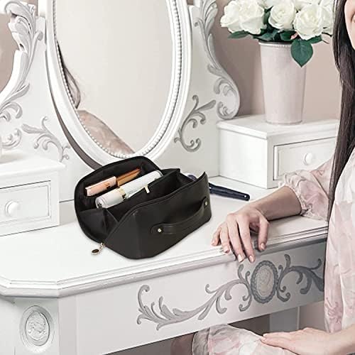 Belcosd atualizou bolsa cosmética de grande capacidade, a bolsa de maquiagem portátil abre plana para fácil acesso