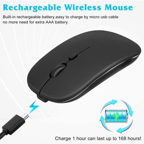 Urbanx 2.4GHz e mouse Bluetooth, mouse sem fio recarregável para Samsung Galaxy Tab A8 10.5 Mouse sem fio Bluetooth para