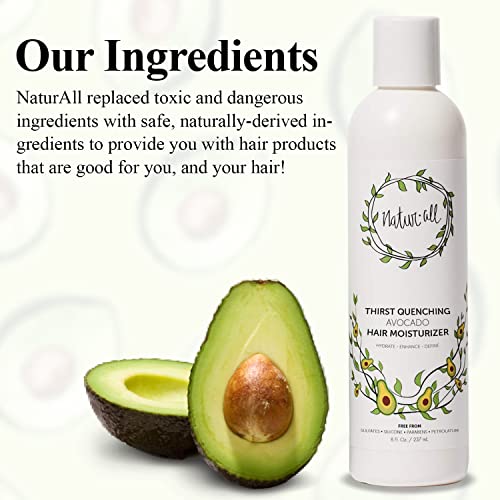 Naturall Hair Hidrizer - contendo abacate e kiwi, creme de cabelo para cabelos secos, encaracolados, coilidos ou crespos,
