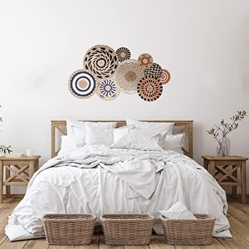 9 PCs Decalques de parede de cesta boho redondo os adesivos de parede boho modernos descascam e colar