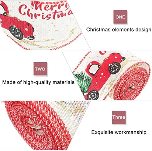 Toyandona Roll of Christmas Fabric Ribbon Christmas Tree Decoration Ribbon para embrulho de presentes Decoração