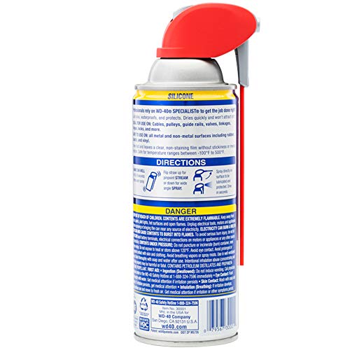 WD-40 Specialist Lubs Dry com sprays de palha inteligente 2 maneiras, 10 onças e lubrificante de silicone especializado