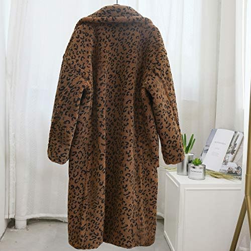 FOVIGUO Holiday Sleeve Windbreakers para mulheres Casual Prom Tunic Windbreaker solto Fit Lapela Leopard Stretch