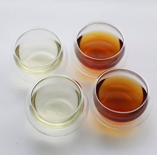 Copos de chá Punpun Conjunto de 4, xícaras de vidro de parede dupla para chá ou café, copos de borossilicato isolante