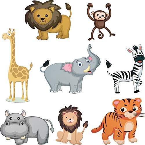 40 peças Zoo animais recortes Jungle Cutouts Cututões de papelão para chá de bebê, adereços de fotos, decorações de