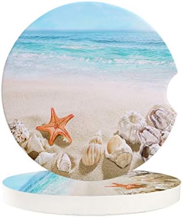Coasters absorventes de carros para os porta -copos praia costeira água limpa, pequena montanha -russa de pedra