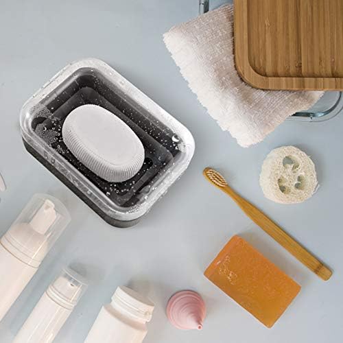 Caixa de sabão transparente do Doitool 1pcs com escorrinhor removível e tampa, caixa de economia de plástico portátil, 2 camadas
