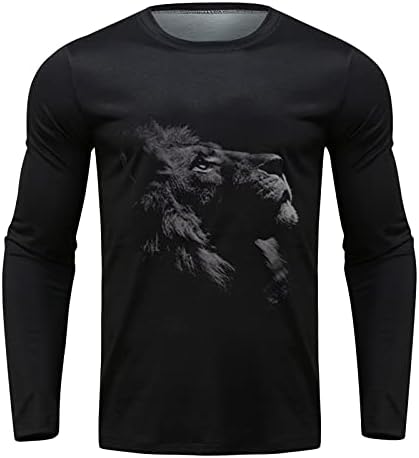 XXBR TOPS PARA Mens, Halloween Fall 3D Skull Tiger Lion Impresso Crewneck camisetas básicas de camisetas casuais camisetas