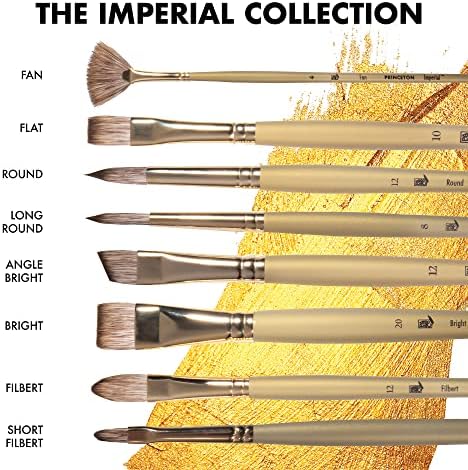 Princeton Artist Brush Co. Imperial Series 6600 - pincel de tinta sintética de mangusto - tamanho redondo 6 pincel de maçaneta longa - pincel de tinta única para acrílico e pintura a óleo