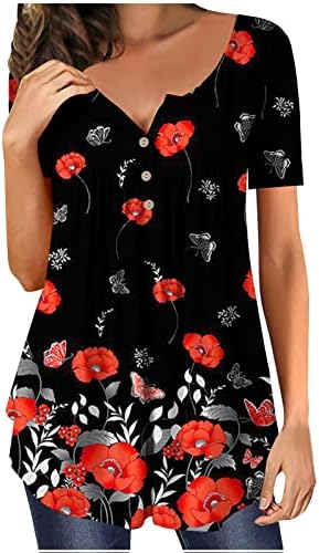 Camisas de brunch feminino manga curta spandex spandex estampa floral dupe slim tunic tops camisola camisolas senhoras