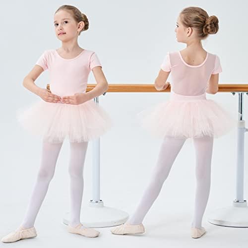 Tanzdunsje Ballet Leotards para crianças meninas de garotas de algodão curta manga curta Tutu saia de bailarina vestidos