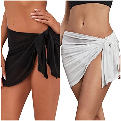 2 peças mulheres praia sarongues pura encobrimento de malha de biquíni saia para roupas de banho de algodão de moda