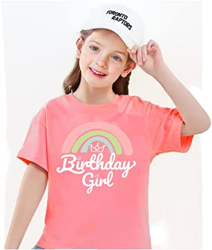 Camisa de menina de aniversário roupas arco -íris menina colorida camiseta camisa de aniversário menina primeiro 2º dois 3º 4º 5º 5º