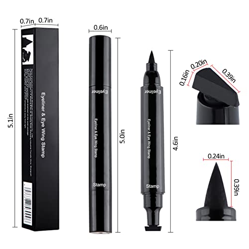 JUTQUT 2PCS EYELINER BLATEMENTO WingLiner- delineador de carimbo de líquido de cabeça dupla para o delineador de carimbo de