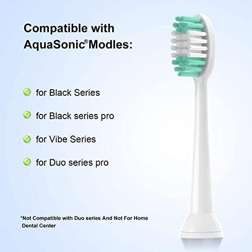 Cabeças de escova de dentes de reposição compatíveis com a aquasonic preto série 10 pacote em todas as séries da série Vibe Black Series Pro, e para a série de dentes elétricos da série Duo, White